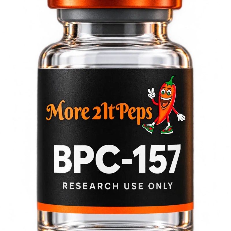 Close-up of a More 2 It Peps vial label